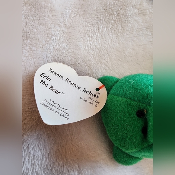 Ty Teenie Beanie Babies McDonalds Teddy Erin with tag 14 cm 1993 - Picture 4 of 6